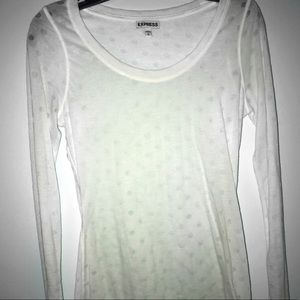EXPRESS WHITE POLKA DOT LONG SLEEVE TEE